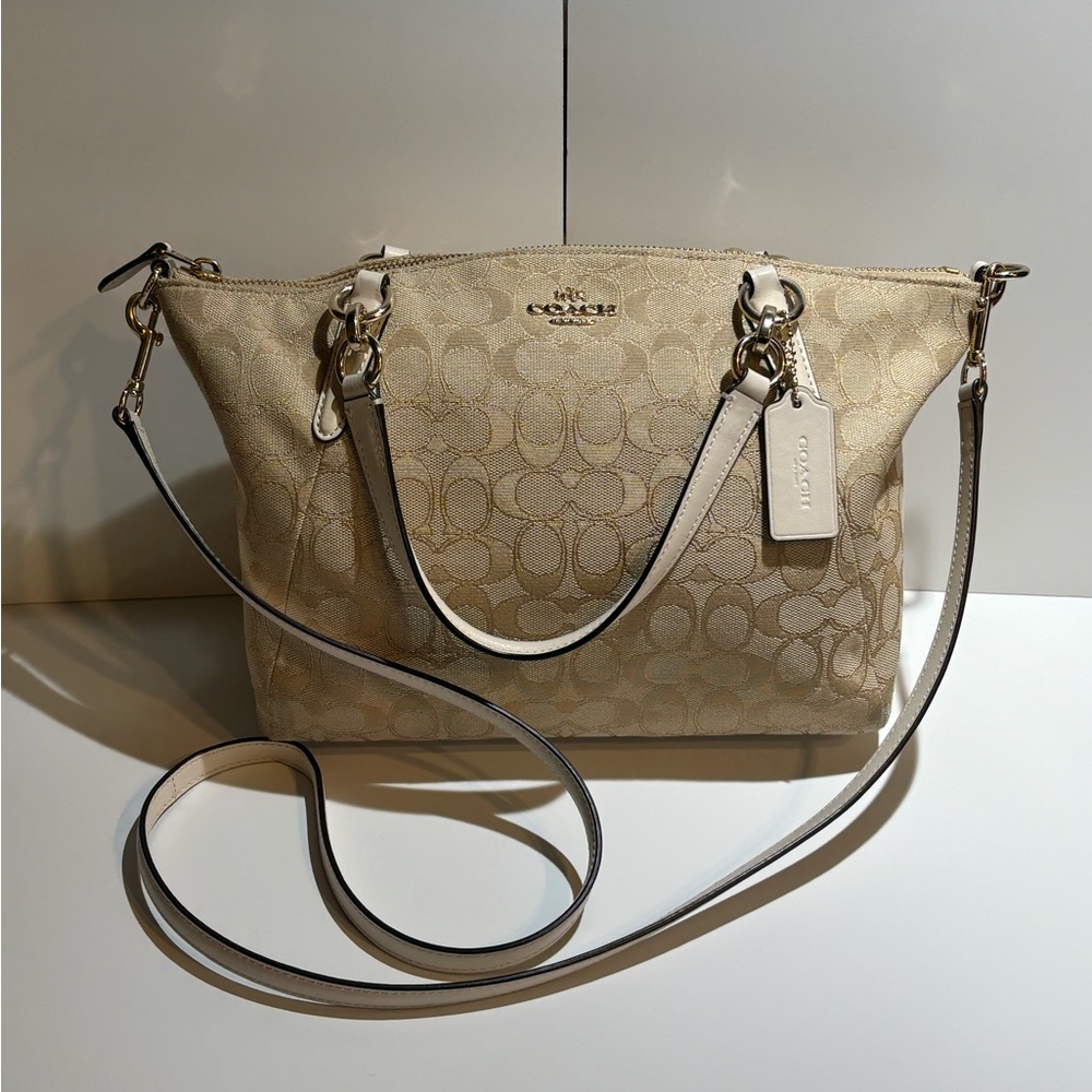 Coach Signature Canvas Satchel Crossbody Light Khaki Chalk - Picture 4 of 14